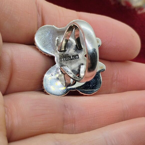 Southwest Sterling Silver Orange Spiny Oyster Shell Butterfly Ring Size 7 - Picture 5 of 6